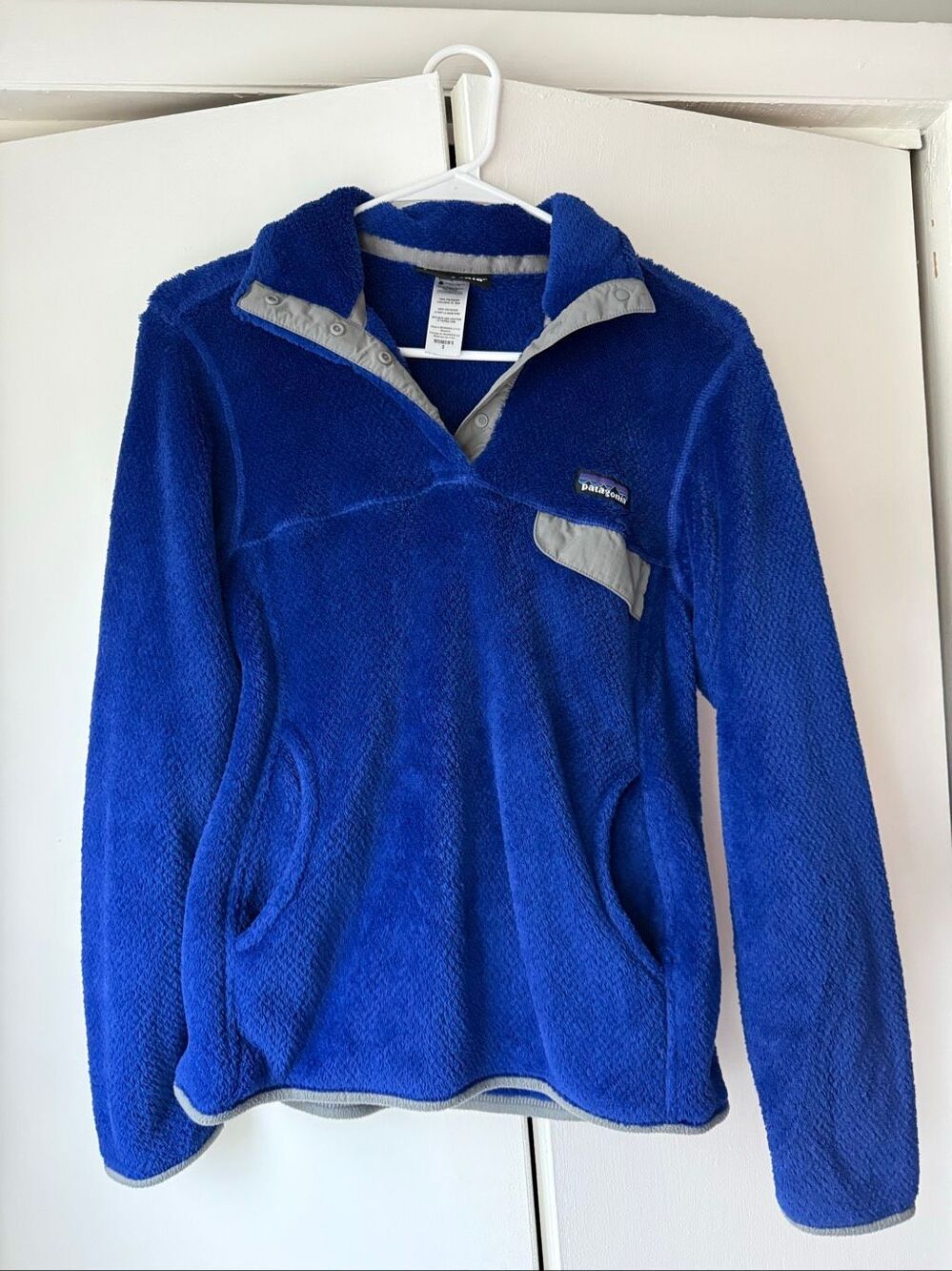 Patagonia Women's Small Royal Blue Fleece Polartec Thermal Pro Pull Over Coat Ja